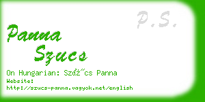 panna szucs business card